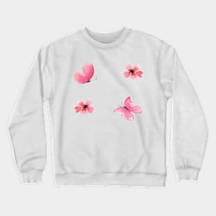 Butterflies and pink flowers Crewneck Sweatshirt